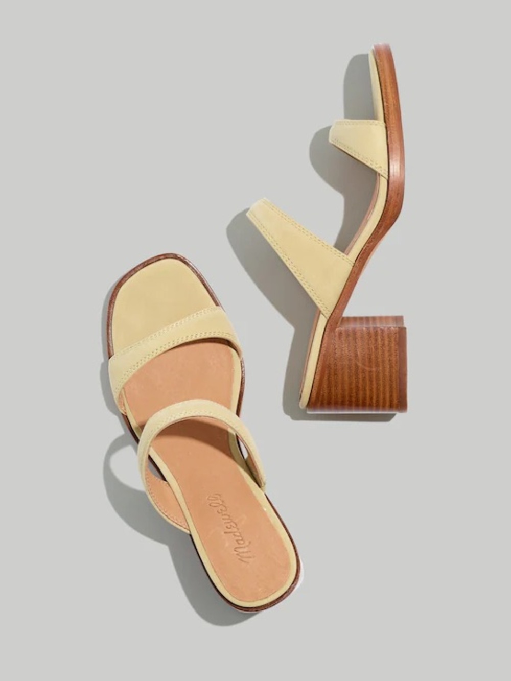 The Saige Double-Strap Sandal in Nubuck Leather in Pale Lichen Sz 9.5